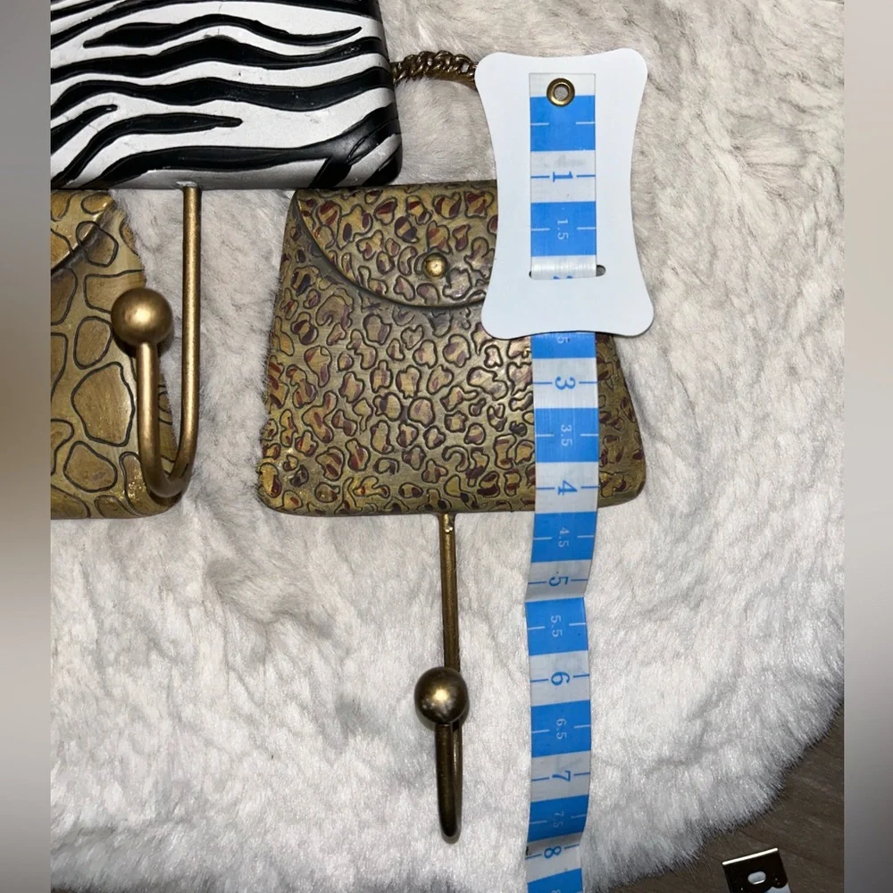 Animal Print Purse Shaped Purse Wall Hooks Set of 3